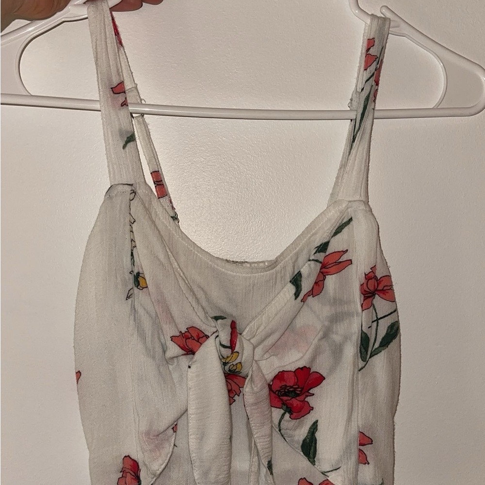 Hollister Floral White and Pink Women's Cropped Top